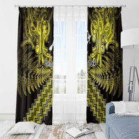 Personalised Aotearoa Matariki Window Curtain Yellow Fern Maori Poutama LT01 - Polynesian Pride