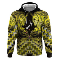 Personalised Aotearoa Matariki Zip Hoodie Yellow Fern Maori Poutama