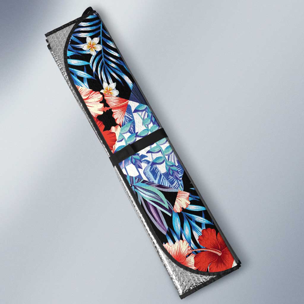 Hawaii Tropicana Blue Pattern Auto Sun Shade - Polynesian Pride