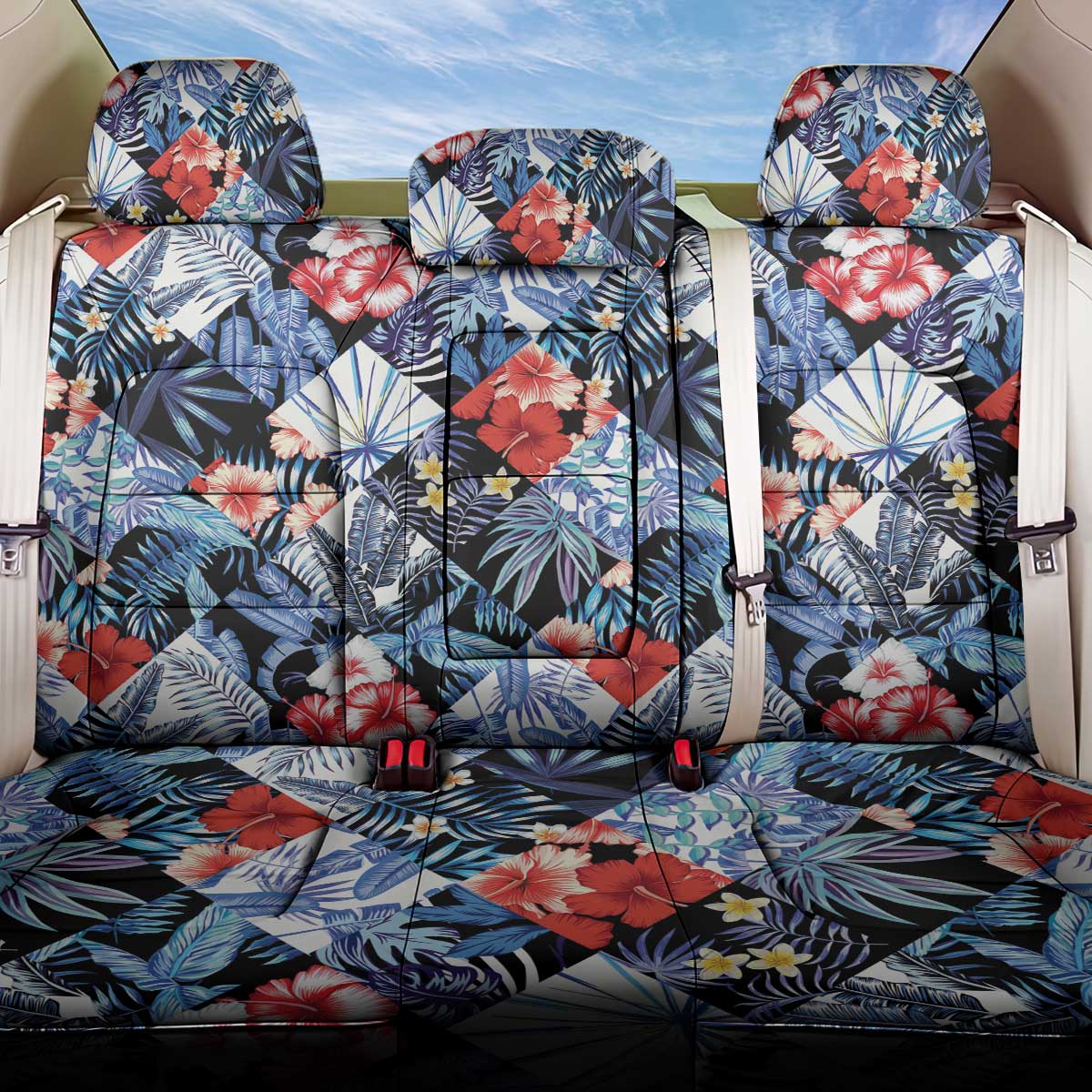 Hawaii Tropicana Blue Pattern Back Car Seat Cover - Polynesian Pride