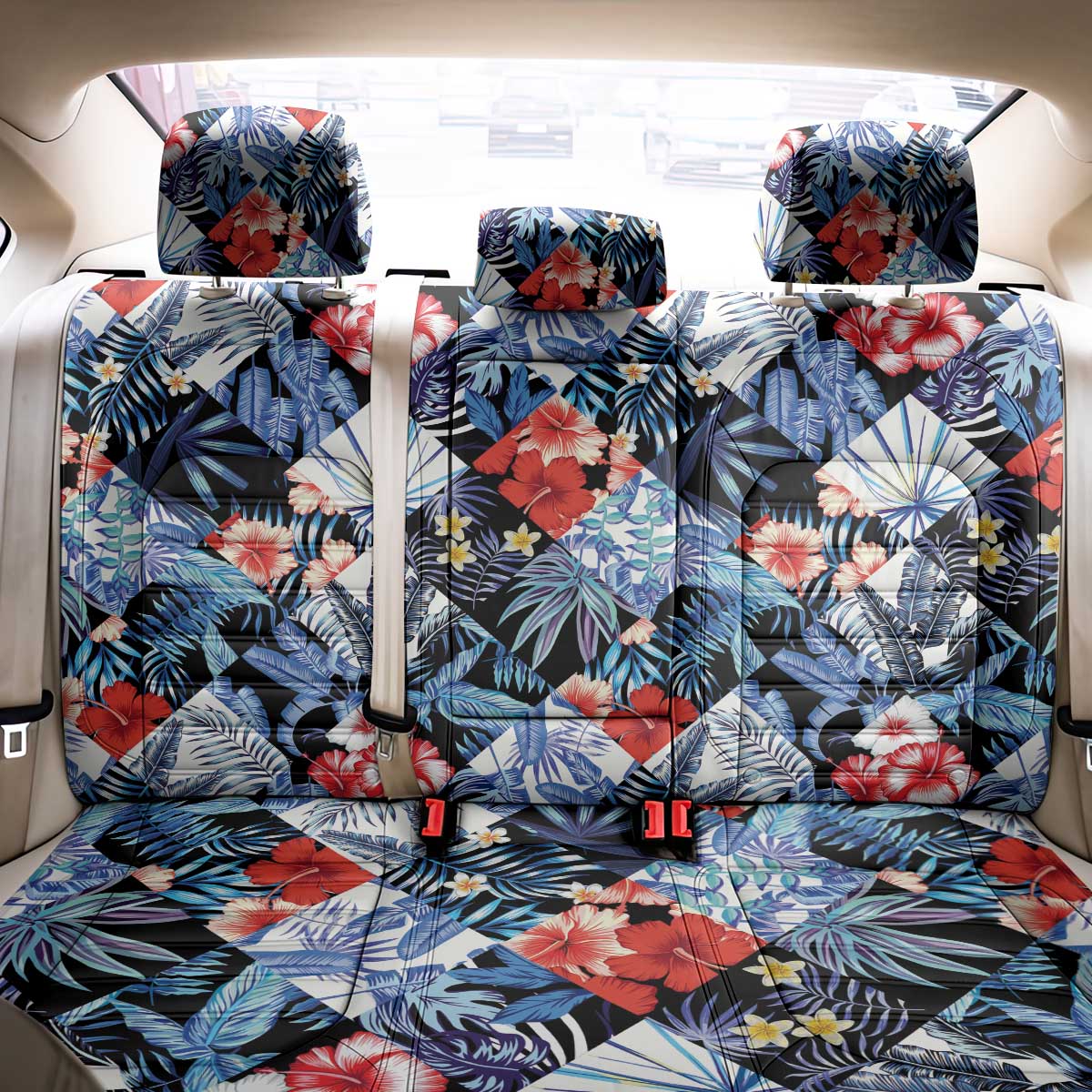 Hawaii Tropicana Blue Pattern Back Car Seat Cover - Polynesian Pride