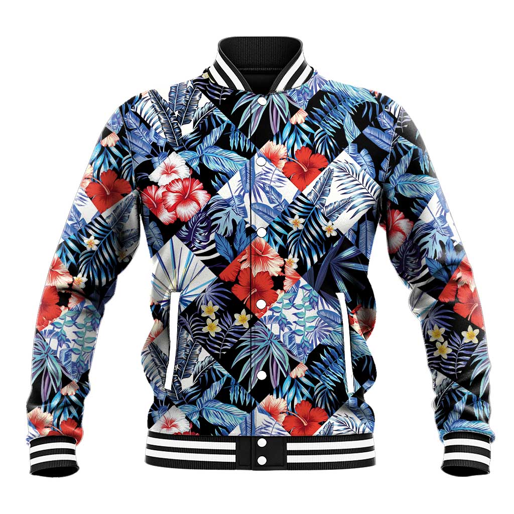 Hawaii Tropicana Blue Pattern Baseball Jacket LT01 Unisex Blue - Polynesian Pride