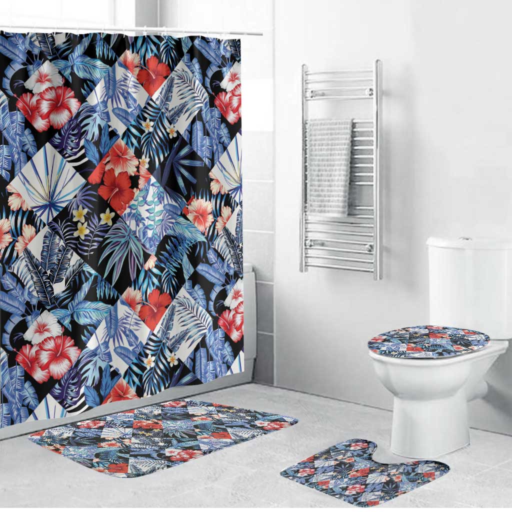 Hawaii Tropicana Blue Pattern Bathroom Set - Polynesian Pride