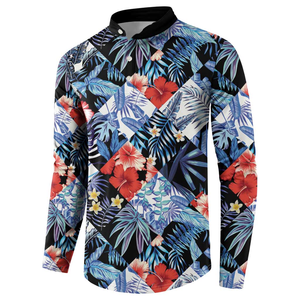 Hawaii Tropicana Blue Pattern Button Sweatshirt LT01 - Polynesian Pride