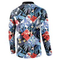 Hawaii Tropicana Blue Pattern Button Sweatshirt LT01 - Polynesian Pride