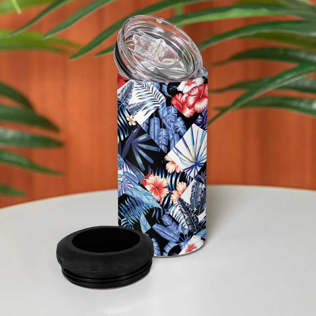 Hawaii Tropicana Blue Pattern 4 in 1 Can Cooler Tumbler - Polynesian Pride