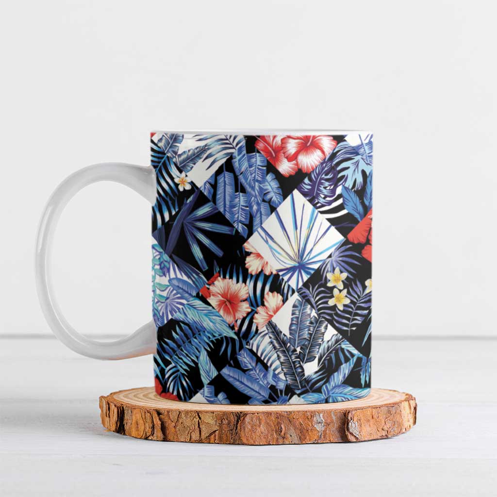 Hawaii Tropicana Blue Pattern Ceramic Mug LT01 Blue - Polynesian Pride
