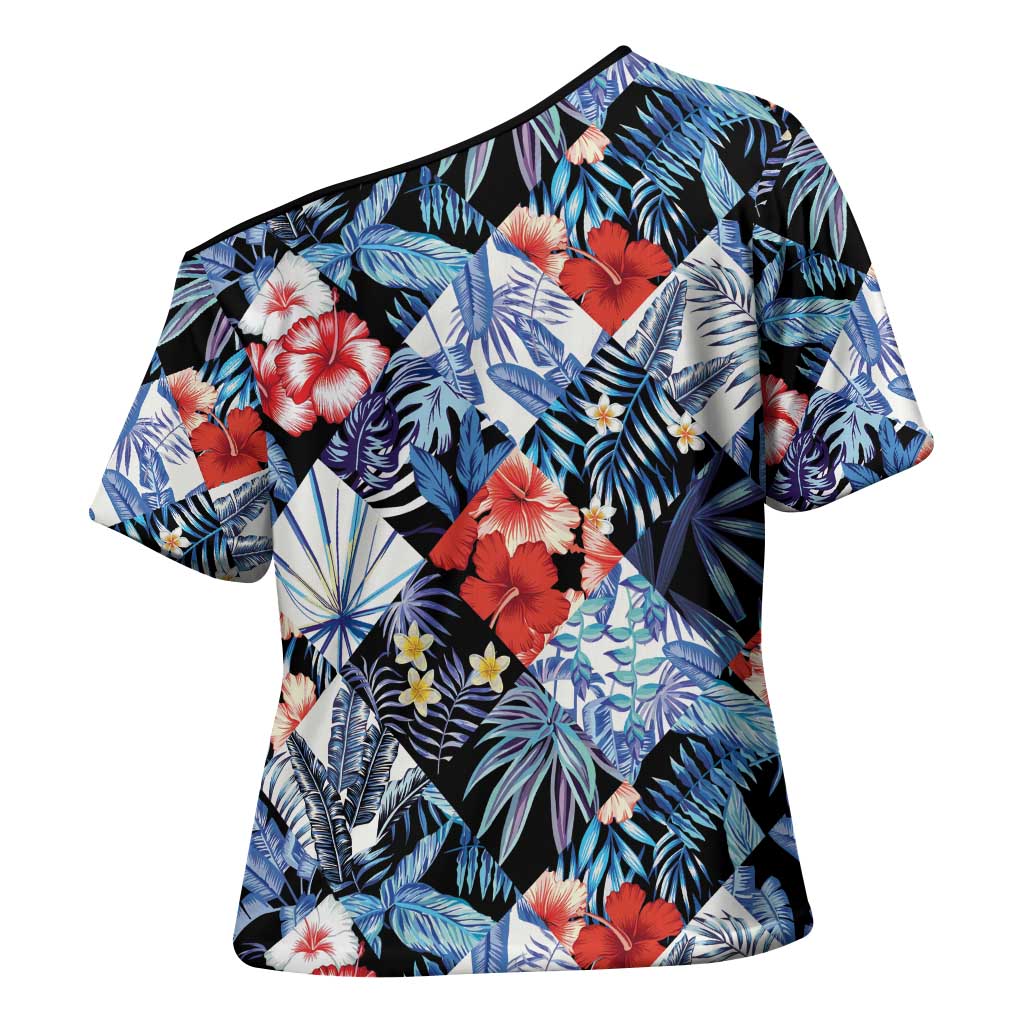Hawaii Tropicana Blue Pattern Cross Shoulder Shirt LT01 - Polynesian Pride