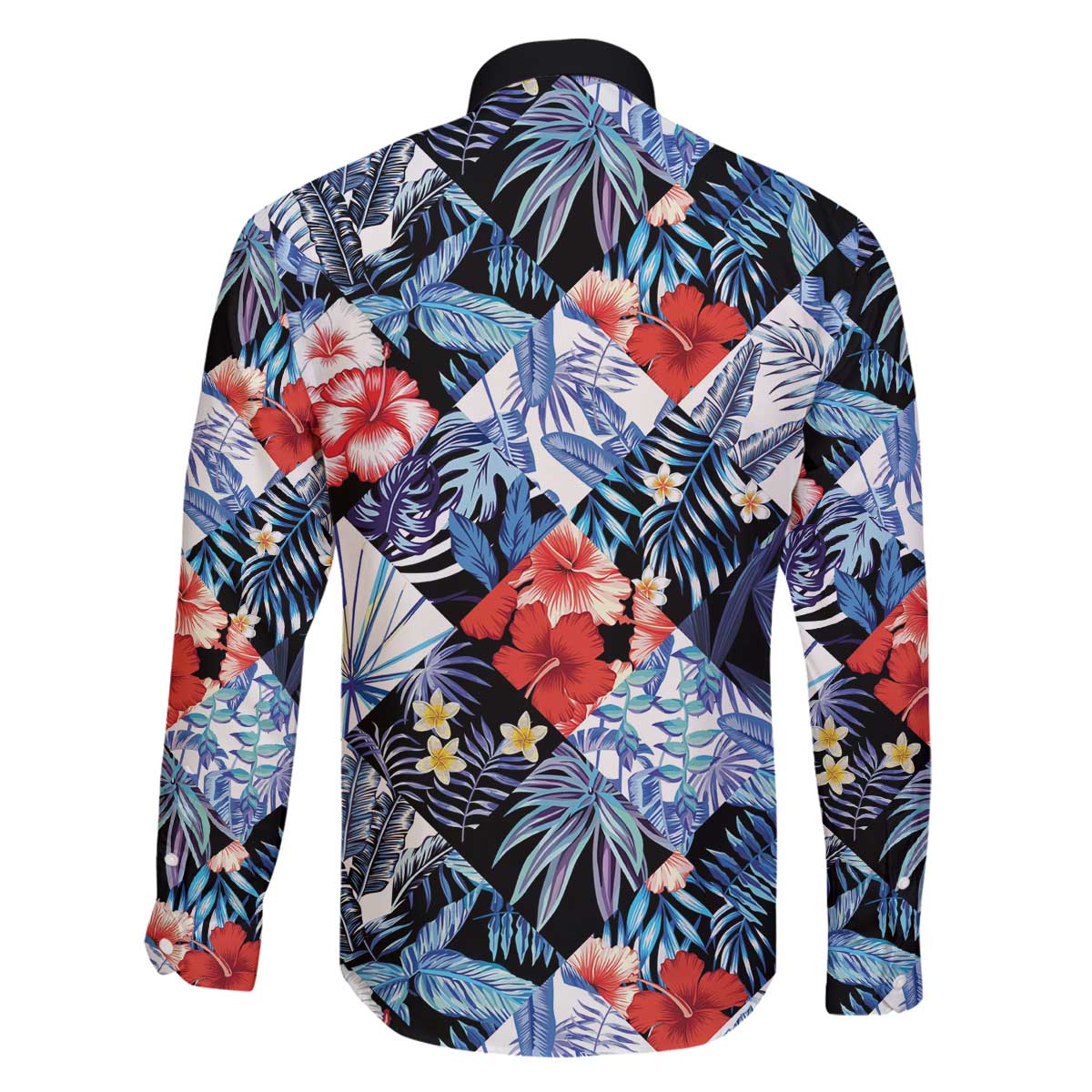 Hawaii Tropicana Blue Pattern Family Matching Off The Shoulder Long Sleeve Dress and Hawaiian Shirt - Polynesian Pride