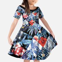Hawaii Tropicana Blue Pattern Family Matching Puletasi and Hawaiian Shirt LT01 Daughter's Dress Blue - Polynesian Pride