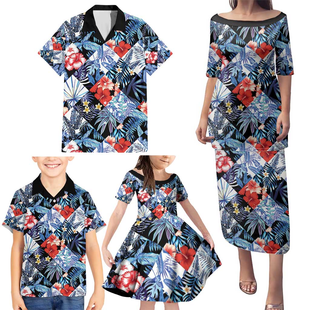 Hawaii Tropicana Blue Pattern Family Matching Puletasi and Hawaiian Shirt LT01 - Polynesian Pride