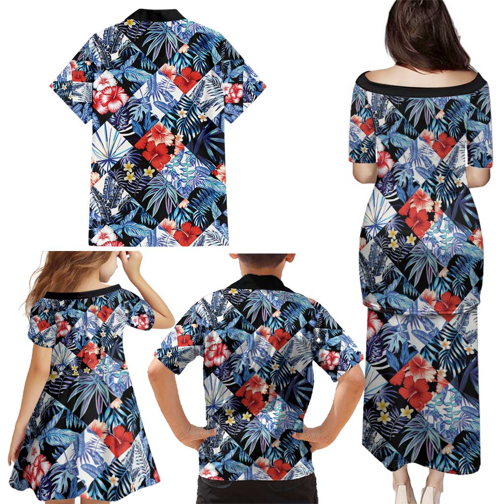 Hawaii Tropicana Blue Pattern Family Matching Puletasi and Hawaiian Shirt LT01 - Polynesian Pride