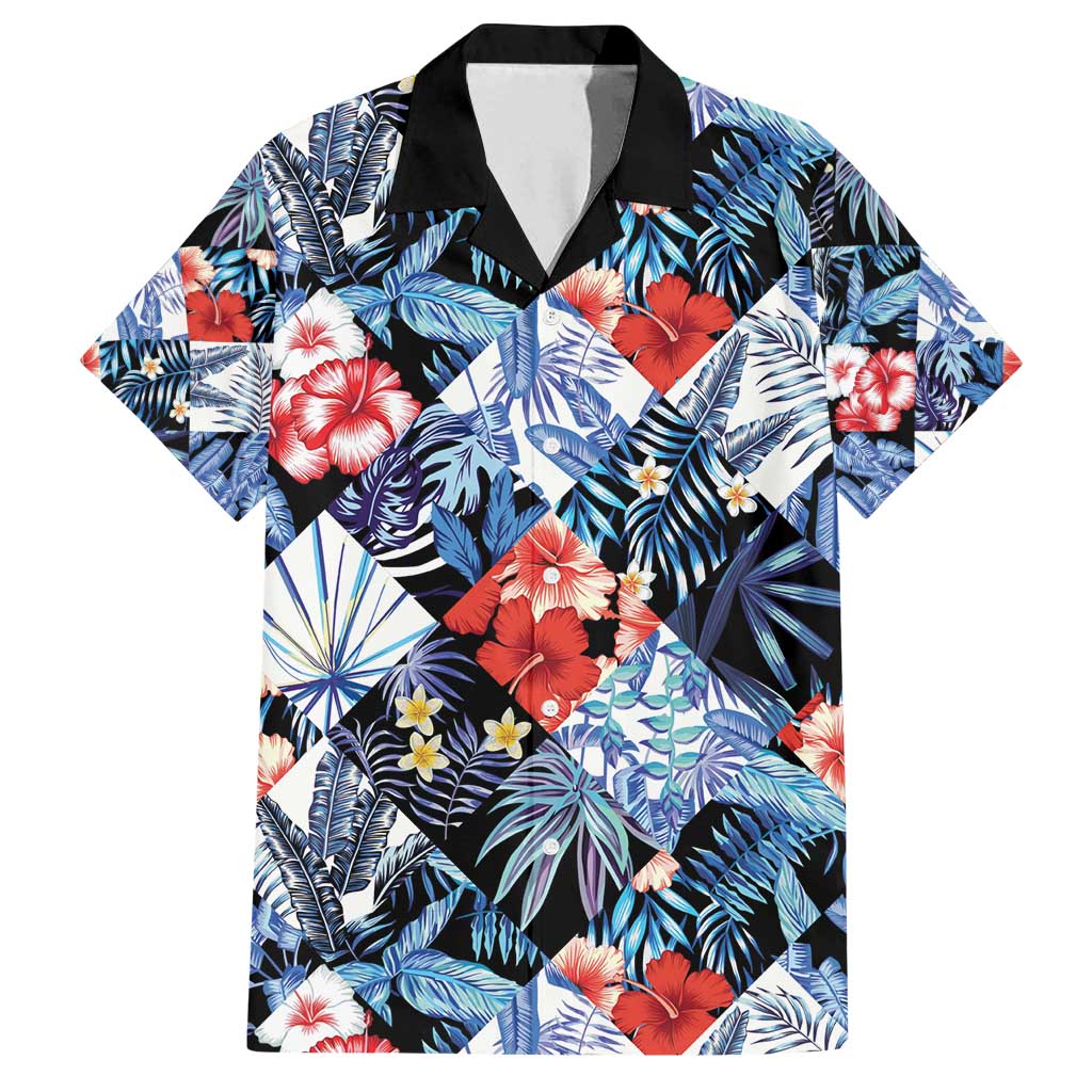 Hawaii Tropicana Blue Pattern Family Matching Puletasi and Hawaiian Shirt LT01 Dad's Shirt - Short Sleeve Blue - Polynesian Pride