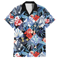 Hawaii Tropicana Blue Pattern Family Matching Puletasi and Hawaiian Shirt LT01 Dad's Shirt - Short Sleeve Blue - Polynesian Pride