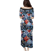 Hawaii Tropicana Blue Pattern Family Matching Puletasi and Hawaiian Shirt LT01 - Polynesian Pride