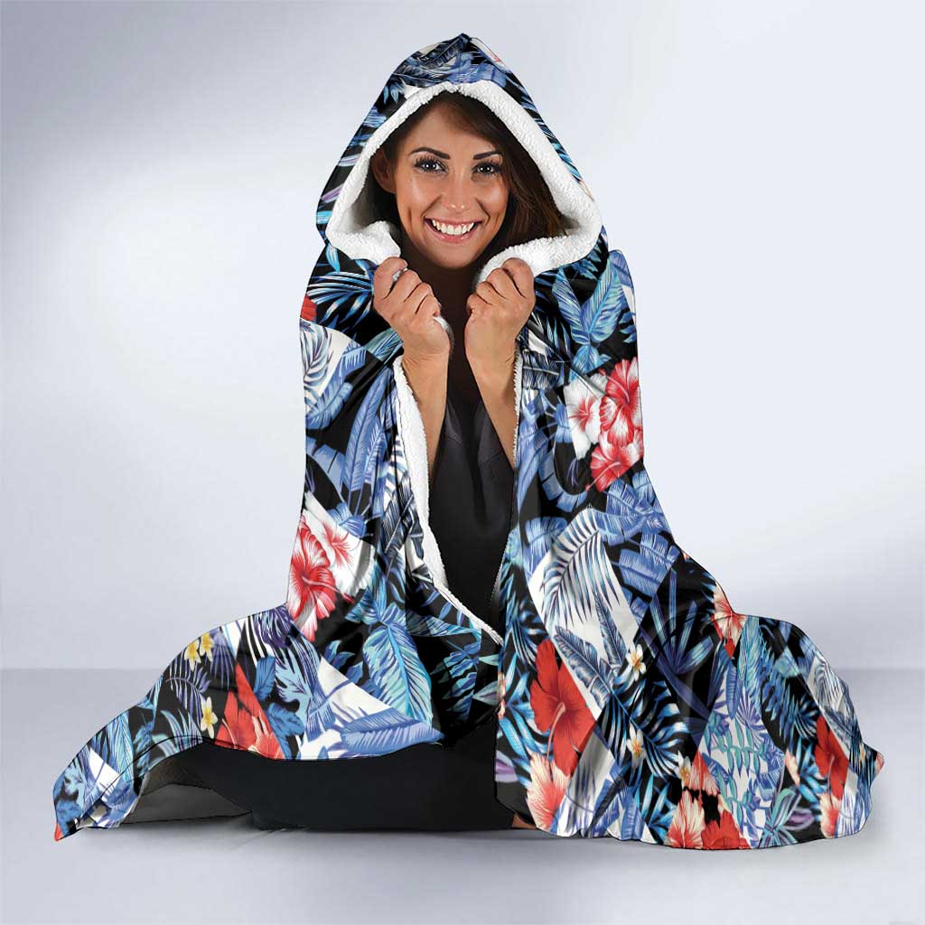 Hawaii Tropicana Blue Pattern Hooded Blanket - Polynesian Pride
