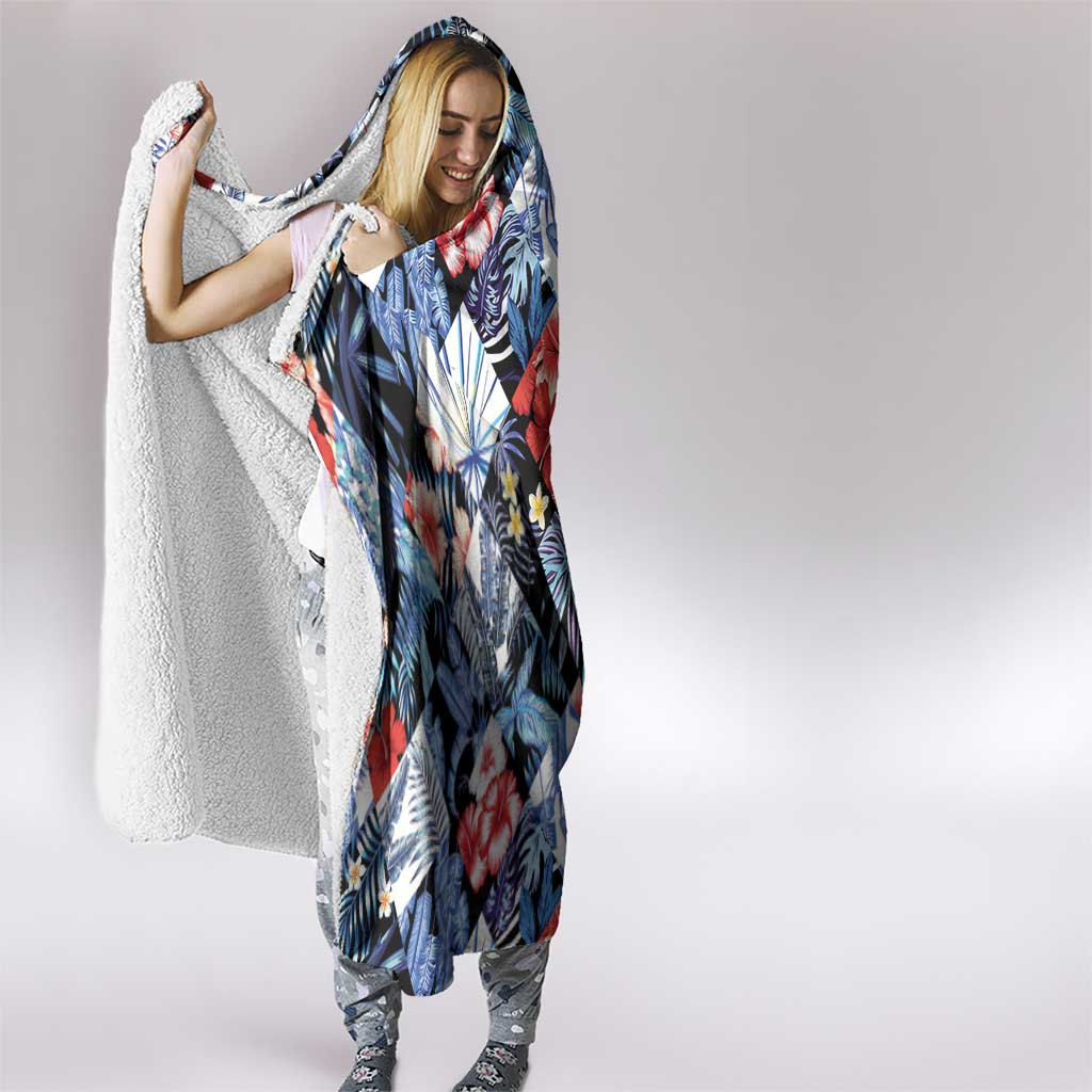 Hawaii Tropicana Blue Pattern Hooded Blanket - Polynesian Pride
