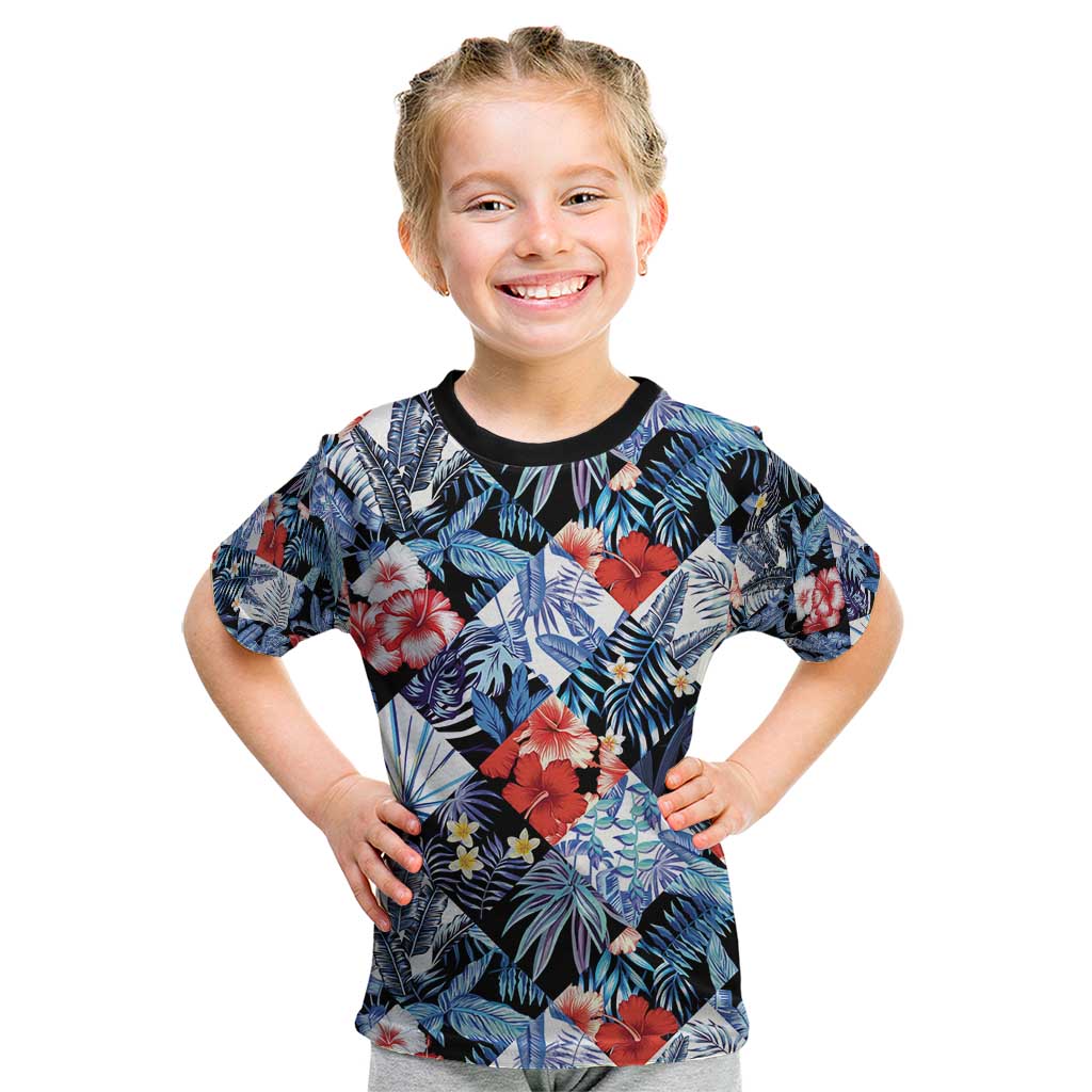 Hawaii Tropicana Blue Pattern Kid T Shirt - Polynesian Pride