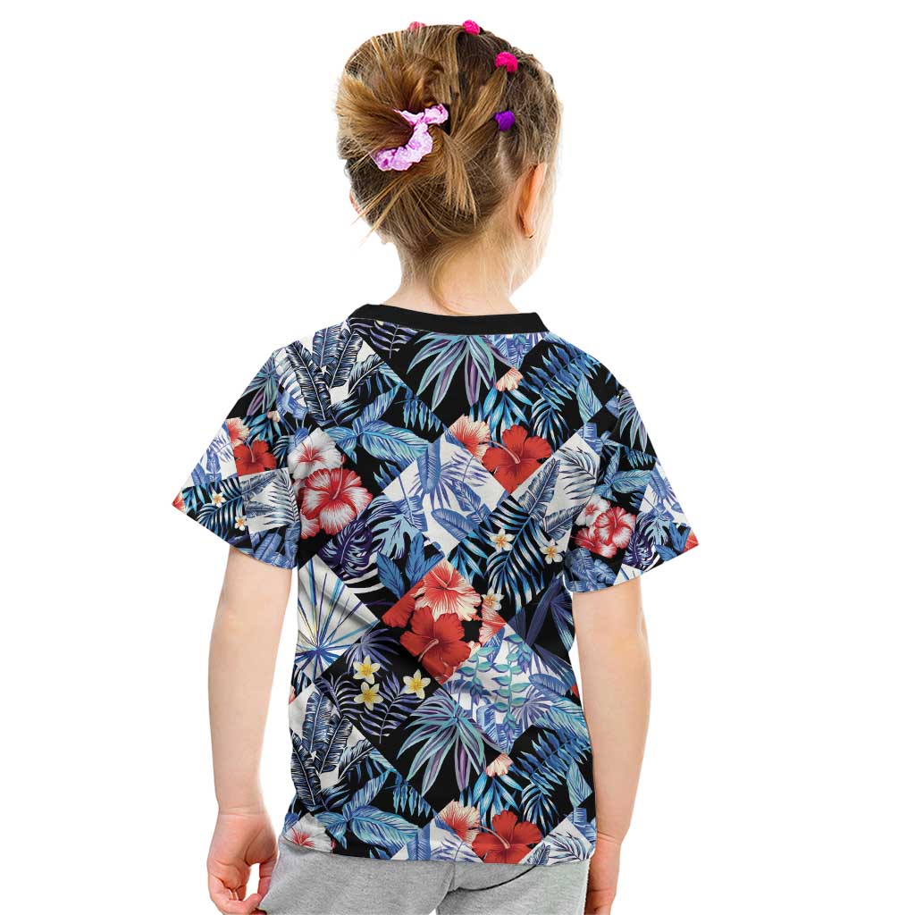 Hawaii Tropicana Blue Pattern Kid T Shirt - Polynesian Pride