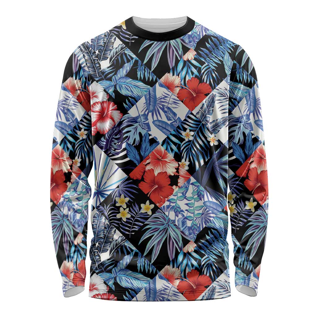 Hawaii Tropicana Blue Pattern Long Sleeve Shirt LT01 Unisex Blue - Polynesian Pride