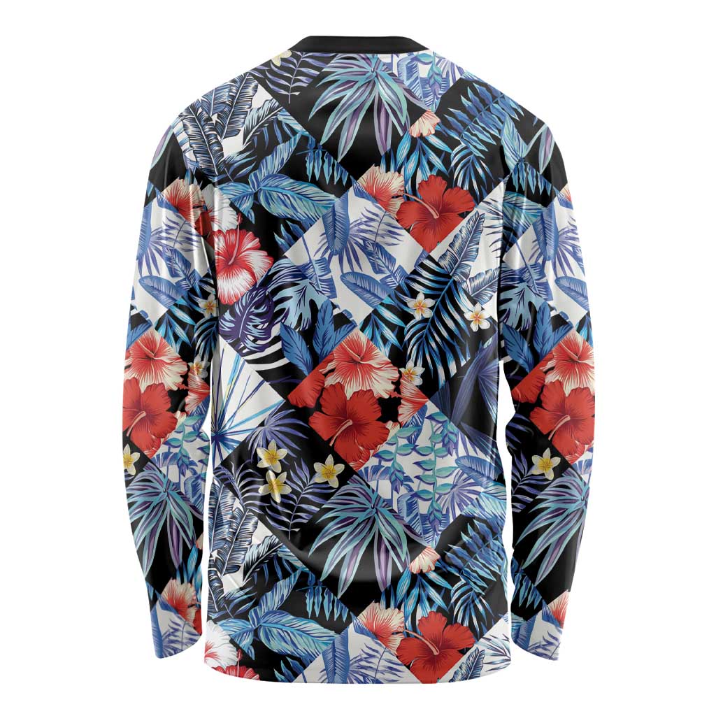 Hawaii Tropicana Blue Pattern Long Sleeve Shirt LT01 - Polynesian Pride