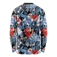 Hawaii Tropicana Blue Pattern Long Sleeve Shirt LT01 - Polynesian Pride