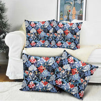 Hawaii Tropicana Blue Pattern Pillow Cover - Polynesian Pride