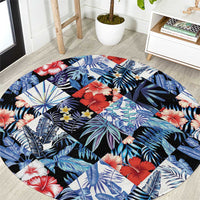 Hawaii Tropicana Blue Pattern Round Carpet - Polynesian Pride