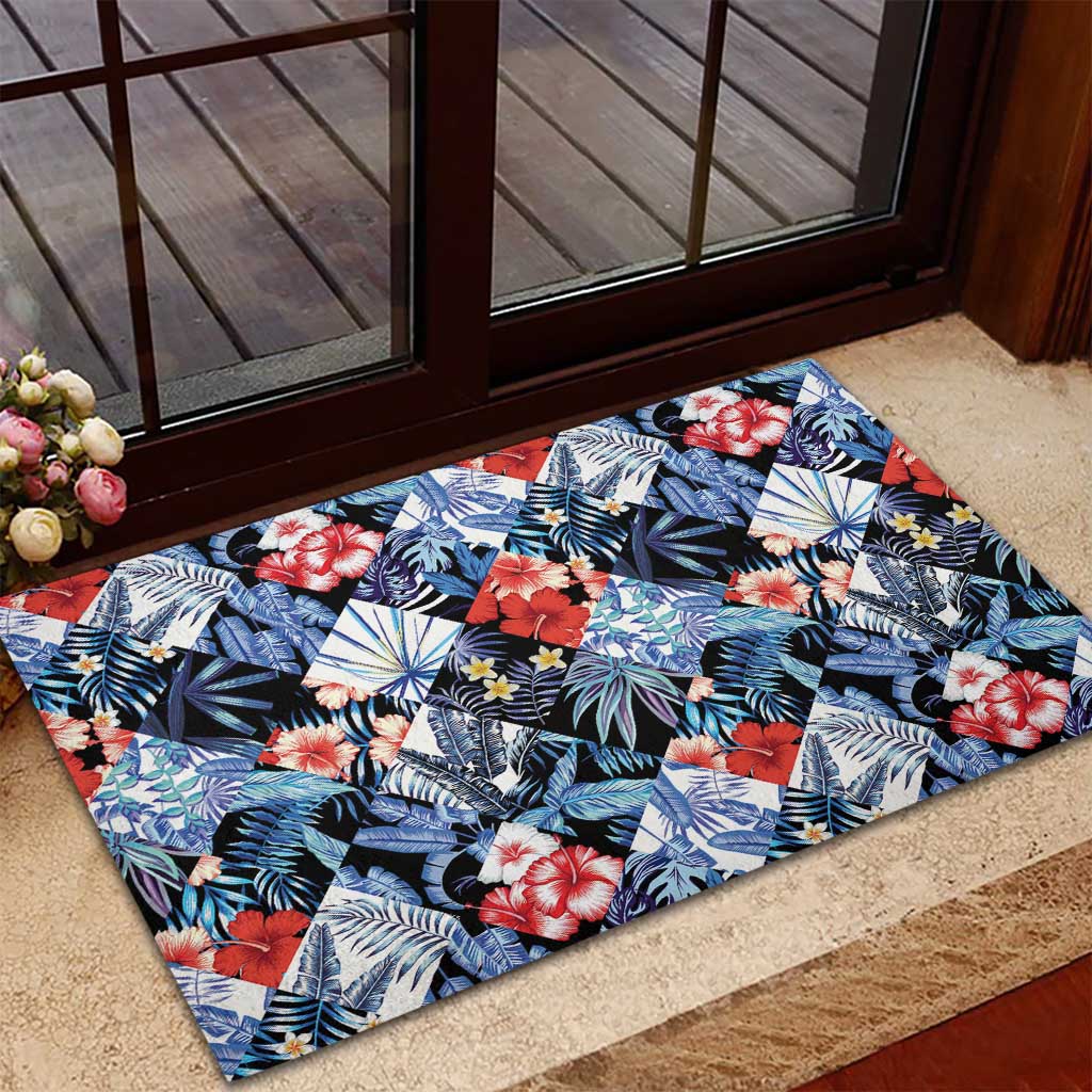 Hawaii Tropicana Blue Pattern Rubber Doormat LT01 - Polynesian Pride