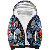 Hawaii Tropicana Blue Pattern Sherpa Hoodie LT01 Unisex Blue - Polynesian Pride