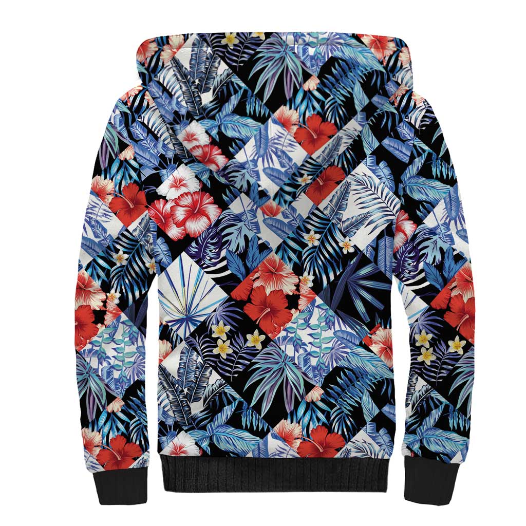 Hawaii Tropicana Blue Pattern Sherpa Hoodie LT01 - Polynesian Pride