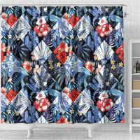 Hawaii Tropicana Blue Pattern Shower Curtain - Polynesian Pride