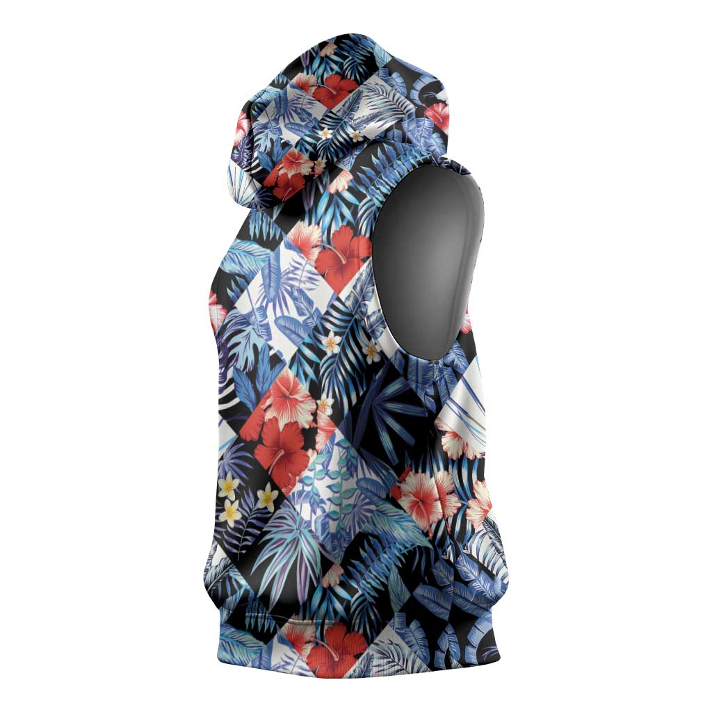 Hawaii Tropicana Blue Pattern Sleeveless Hoodie LT01 - Polynesian Pride
