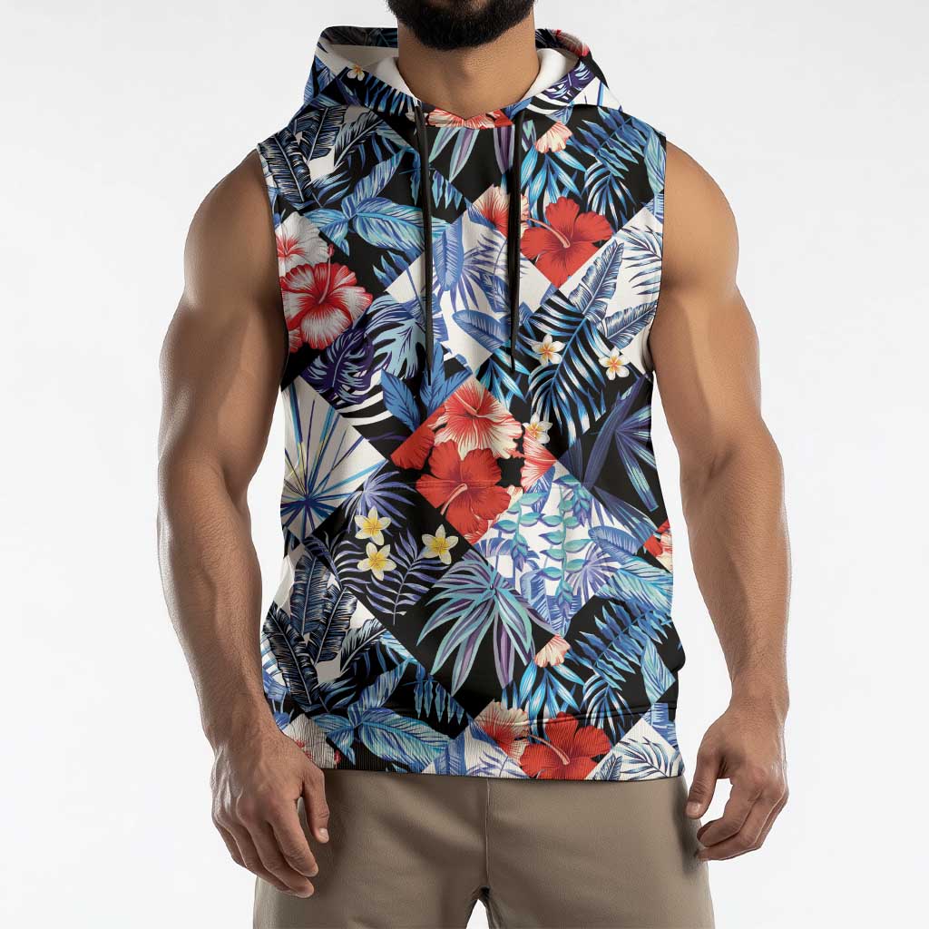 Hawaii Tropicana Blue Pattern Sleeveless Hoodie LT01 - Polynesian Pride
