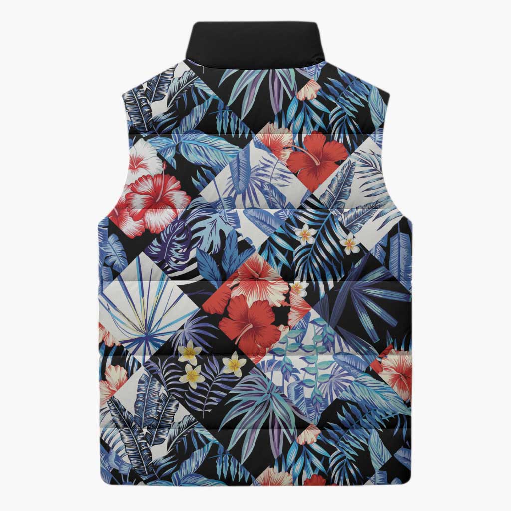 Hawaii Tropicana Blue Pattern Sleeveless Puffer Jacket LT01 - Polynesian Pride