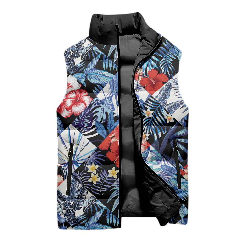 Hawaii Tropicana Blue Pattern Sleeveless Puffer Jacket LT01 - Polynesian Pride