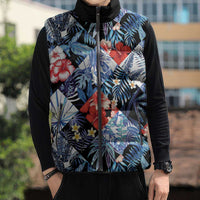 Hawaii Tropicana Blue Pattern Sleeveless Puffer Jacket LT01 - Polynesian Pride