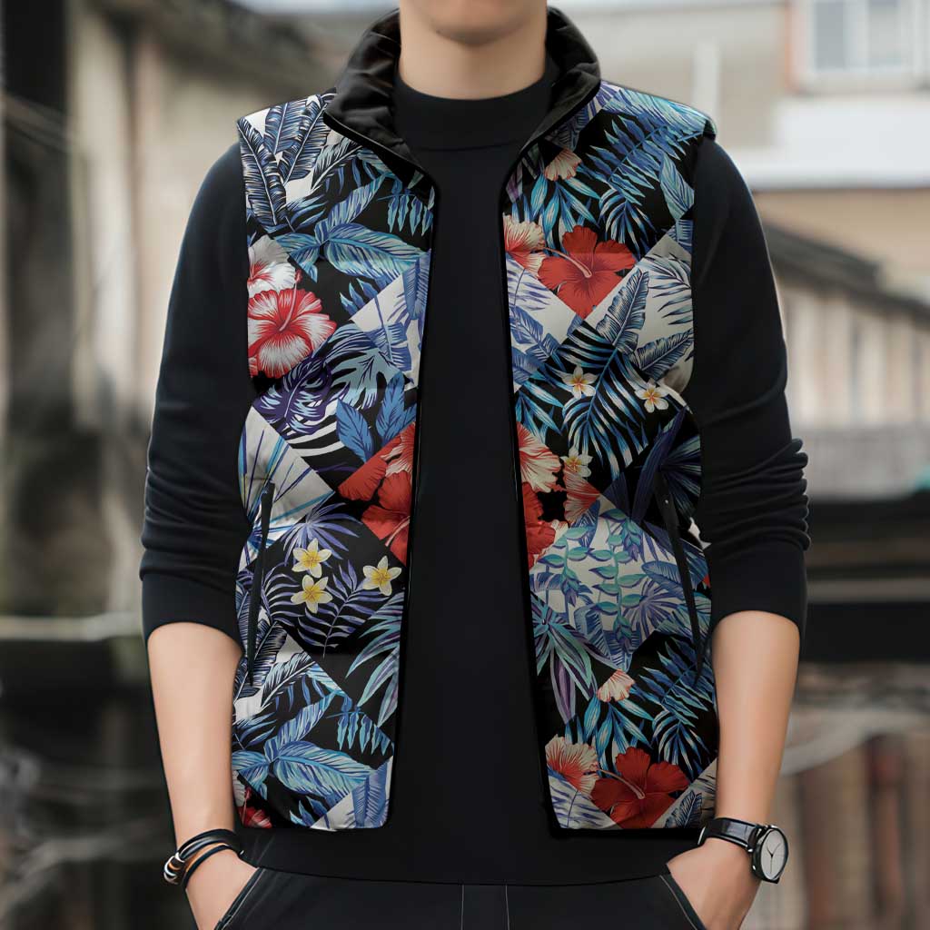 Hawaii Tropicana Blue Pattern Sleeveless Puffer Jacket LT01 - Polynesian Pride