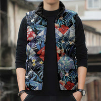 Hawaii Tropicana Blue Pattern Sleeveless Puffer Jacket LT01 - Polynesian Pride