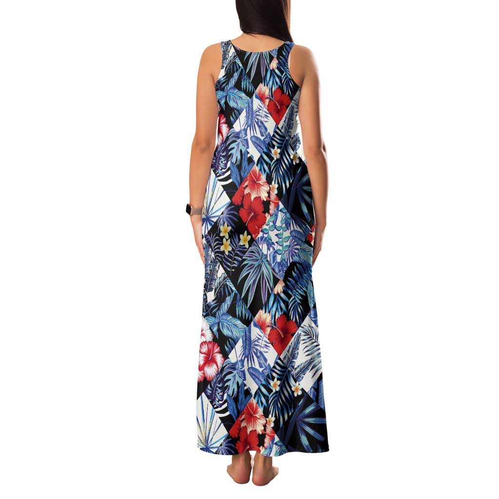 Hawaii Tropicana Blue Pattern Tank Maxi Dress - Polynesian Pride