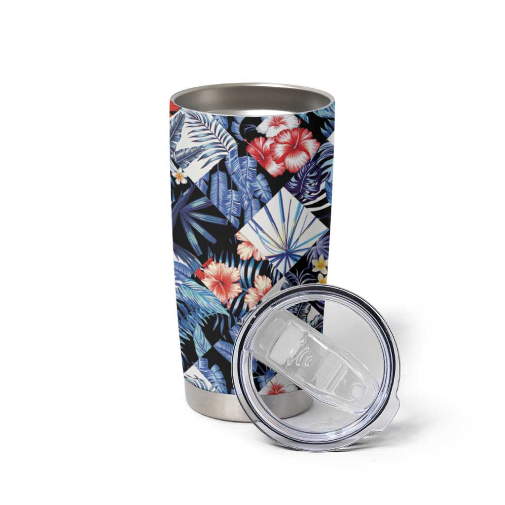Hawaii Tropicana Blue Pattern Tumbler Cup - Polynesian Pride