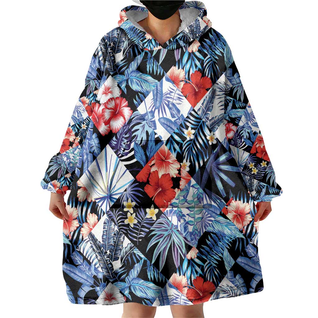Hawaii Tropicana Blue Pattern Wearable Blanket Hoodie LT01 - Polynesian Pride