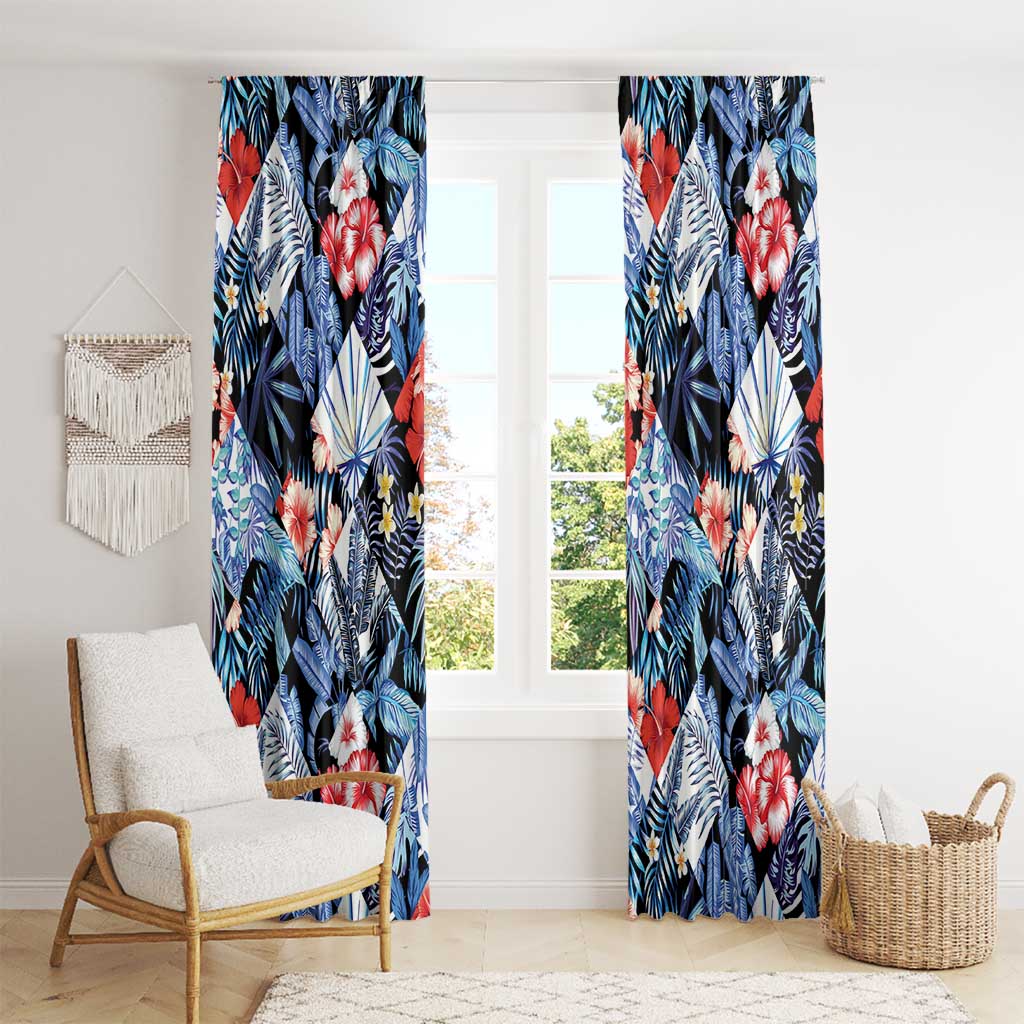 Hawaii Tropicana Blue Pattern Window Curtain - Polynesian Pride