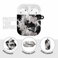 Black White Monotone Tropical Flowers Pattern AirPods Case LT01 - Polynesian Pride