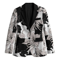 Black White Monotone Tropical Flowers Pattern Blazer LT01 Unisex Black - Polynesian Pride
