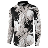 Black White Monotone Tropical Flowers Pattern Button Sweatshirt LT01 - Polynesian Pride