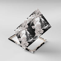 Black White Monotone Tropical Flowers Pattern Canvas Wall Art LT01 With Frame Black - Polynesian Pride