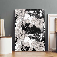 Black White Monotone Tropical Flowers Pattern Canvas Wall Art LT01 - Polynesian Pride