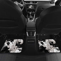 Black White Monotone Tropical Flowers Pattern Car Mats LT01 Set 2pcs - Back Black - Polynesian Pride