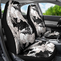 Black White Monotone Tropical Flowers Pattern Car Seat Cover - Polynesian Pride